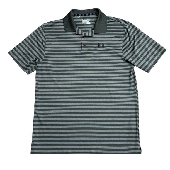 Under Armour Other - UNDER ARMOUR POLO SHIRT GREEN STRIPED MENS M LOOSE FIT BUSINESS CASUAL GOLF